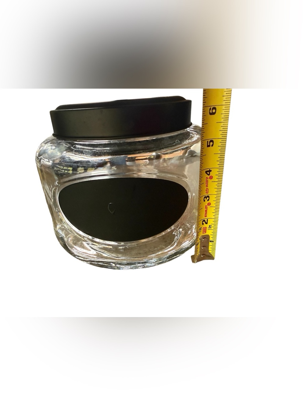 Set of 2 Glass Kitchen Canisters Black Lids Chalkboard Labels Farmhouse Storage - Picture 4 of 4